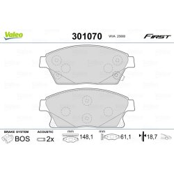 Jeu de plaquettes de frein VALEO 301070 pour CADILLAC, CHEVROLET, HOLDEN et plus encore... VALEO