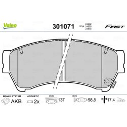 Jeu de plaquettes de frein VALEO 301071 pour MAZDA 6 OE GSYD-33-28Z VALEO