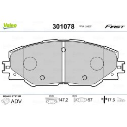 Jeu de plaquettes de frein VALEO 301078 pour TOYOTA OE 04465-02170 VALEO