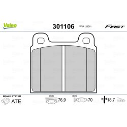 Jeu de plaquettes de frein VALEO 301106 pour VW TRANSPORTER OE 211698151E VALEO