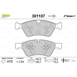 Jeu de plaquettes de frein VALEO 301107 pour MERCEDES OE 0004201105 VALEO