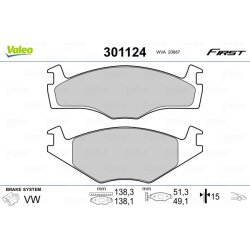 Plaquettes de frein VALEO 301124 pour SEAT, VW OE 191698151G VALEO