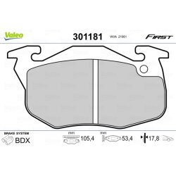 Jeu de plaquettes de frein VALEO 301181 pour CITROEN, PEUGEOT SAXO, 106 OE 425498 VALEO