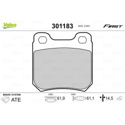 Jeu de plaquettes de frein VALEO 301183 pour CHEVROLET, HOLDEN, VAUXHALL, SAAB VALEO
