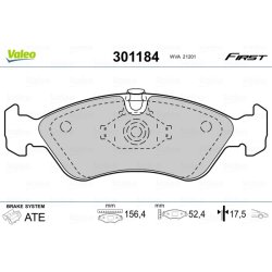Jeu de plaquettes de frein VALEO 301184 pour CHEVROLET, DAEWOO, GM KOREA et plus encore... VALEO