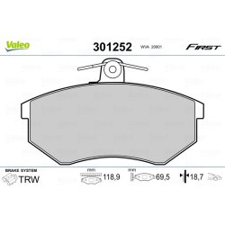 Plaquettes de frein VALEO 301252 pour AUDI, CHERY, SEAT, VW OE 357698151B VALEO