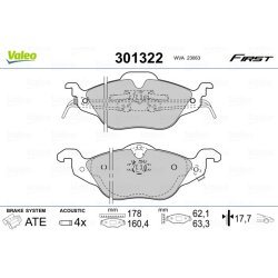 Jeu de plaquettes de frein VALEO 301322 pour CHEVROLET, HOLDEN, VAUXHALL OE 1605000 VALEO