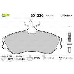 Jeu de plaquettes de frein VALEO 301326 pour CITROEN, PEUGEOT OE 1611335080 VALEO
