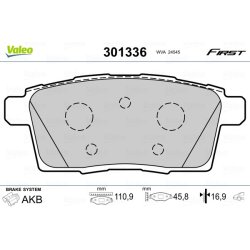 Jeu de plaquettes de frein VALEO 301336 pour FORD, MAZDA EDGE, CX-7, CX-9 VALEO