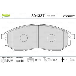 Jeu de plaquettes de frein VALEO 301337 pour INFINITI, NISSAN, RENAULT, VALEO