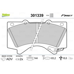 Jeu de plaquettes de frein VALEO 301339 pour LEXUS, TOYOTA OE 04465-02440 VALEO