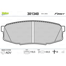 Jeu de plaquettes de frein VALEO 301340 pour LEXUS, TOYOTA OE 04466-60120