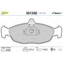 Jeu de plaquettes de frein VALEO 301356 pour CHEVROLET, DAEWOO, GM KOREA et plus encore... VALEO