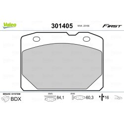 Jeu de plaquettes de frein VALEO 301405 pour LADA OE 21013501089 VALEO