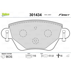 Jeu de plaquettes de frein VALEO 301434 pour FORD, JAGUAR MONDEO, X-TYPE OE 1121895 VALEO