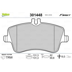 Jeu de plaquettes de frein VALEO 301448 pour MERCEDES OE 0034204520 VALEO