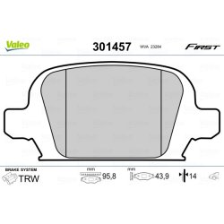 Jeu de plaquettes de frein VALEO 301457 pour HOLDEN, VAUXHALL OE 1605085 VALEO