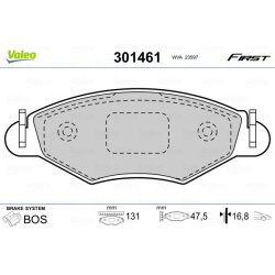 Plaquettes de frein VALEO 301461 pour PEUGEOT 206, 206+ OE 1609252980