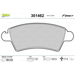 Jeu de plaquettes de frein VALEO 301462 pour CITROEN, PEUGEOT XSARA, 206, 306 VALEO