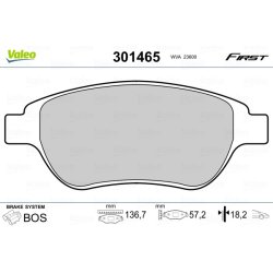 Brake Pad Set VALEO 301465 OE Ref WCD10150EVA