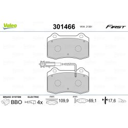 Jeu de plaquettes de frein VALEO 301466 pour PEUGEOT 406 OE 4251-82 VALEO