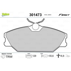 Plaquettes de frein VALEO 301473 pour RENAULT, référence d'origine 410604441R VALEO