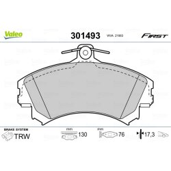 Jeu de plaquettes de frein VALEO 301493 pour MITSUBISHI, SMART, VOLVO OE 4605A658 VALEO