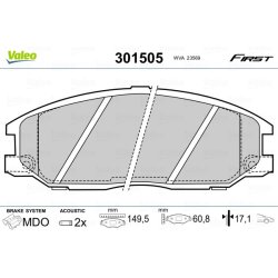 Jeu de plaquettes de frein VALEO 301505 pour HYUNDAI, KIA, MG, SSANGYONG VALEO