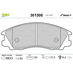 Jeu de plaquettes de frein VALEO 301506 pour HYUNDAI TERRACAN OE 58101H1A00 VALEO