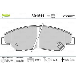 Plaquettes de frein VALEO 301511 pour KIA RETONA, SPORTAGE OE 0K045-33-23Z VALEO