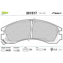 Jeu de plaquettes de frein VALEO 301517 pour CITROËN, DODGE, MITSUBISHI, PEUGEOT