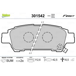 Jeu de plaquettes de frein VALEO 301542 pour TOYOTA OE 04460-28040 VALEO