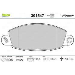 Jeu de plaquettes de frein VALEO 301547 pour FORD TRANSIT OE 1144288 VALEO