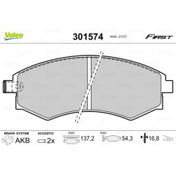Jeu de plaquettes de frein VALEO 301574 pour DAEWOO, GM KOREA, HYUNDAI, KIA et plus encore... VALEO