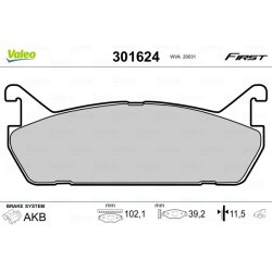 Jeu de plaquettes de frein VALEO 301624 pour DAIHATSU, MAZDA, SUZUKI OE 449287101 VALEO