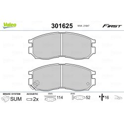 Jeu de plaquettes de frein VALEO 301625 pour HYUNDAI, MITSUBISHI, PROTON OE MB699266 VALEO