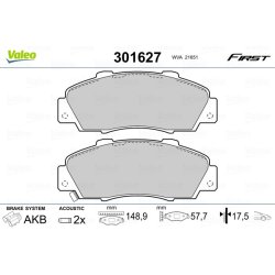 Jeu de plaquettes de frein VALEO 301627 pour ACURA, HONDA, ROVER OE 45022S10A00 VALEO