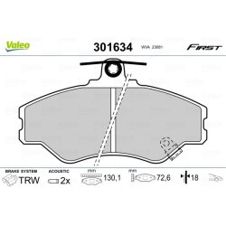 Jeu de plaquettes de frein VALEO 301634 pour HYUNDAI GRACE, GRAND, H100 VALEO