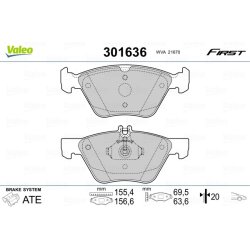 Jeu de plaquettes de frein VALEO 301636 pour CHRYSLER, MERCEDES OE 5114555AA VALEO