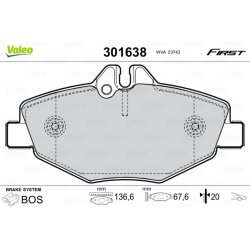 Jeu de plaquettes de frein VALEO 301638 pour MERCEDES CLASSE E OE 0034206520 VALEO