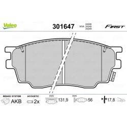 Plaquettes de frein VALEO 301647 pour MAZDA 6 OE G2YD3323Z VALEO