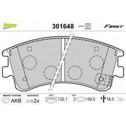 Plaquettes de frein VALEO 301648 pour MAZDA 6 OE G2YS-33-28Z VALEO