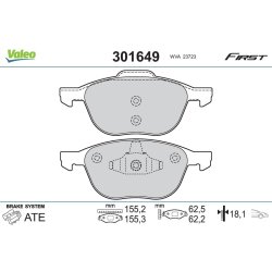 Brake Pad Set VALEO 301649 OE Ref 1223682