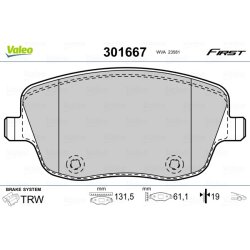 Plaquettes de frein VALEO 301667 pour SEAT, SKODA, VW OE 6Q0698151A VALEO