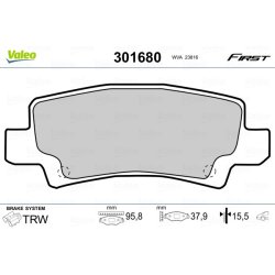 Jeu de plaquettes de frein VALEO 301680 pour TOYOTA COROLLA OE 04466-02070 VALEO
