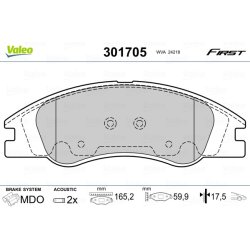 Jeu de plaquettes de frein VALEO 301705 pour KIA CERATO OE 58101-1MA00 VALEO