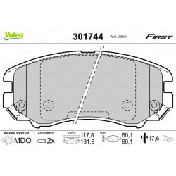 Jeu de plaquettes de frein VALEO 301744 pour HYUNDAI, KIA OE 581011FA50