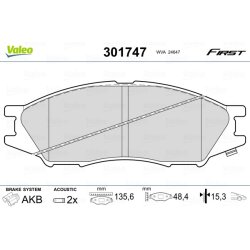 Jeu de plaquettes de frein VALEO 301747 pour NISSAN ALMERA OE 1N073328Z VALEO