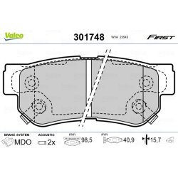 Jeu de plaquettes de frein VALEO 301748 pour HYUNDAI, KIA, SSANGYONG OE 48413-21B10