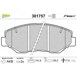 Jeu de plaquettes de frein VALEO 301757 pour ACURA, HONDA OE 06450-S9A-A00 VALEO